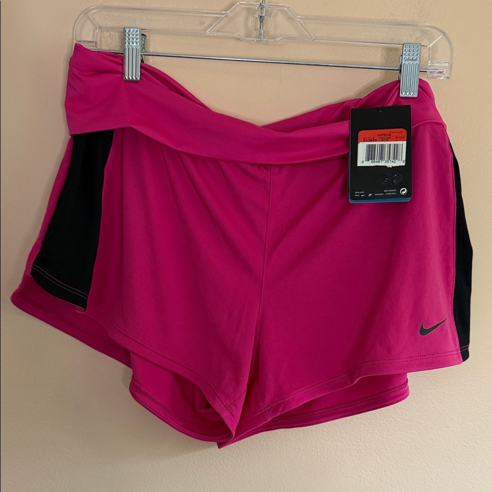 Nike Women’s Bright Pink Running Shorts with Black Panels